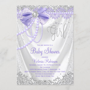 Elegante Paarse Diamond Pearl Girly Baby shower Kaart