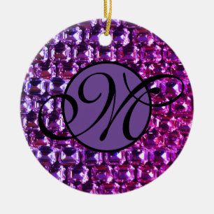 Elegante paarse edelstenen diamanten keramisch ornament