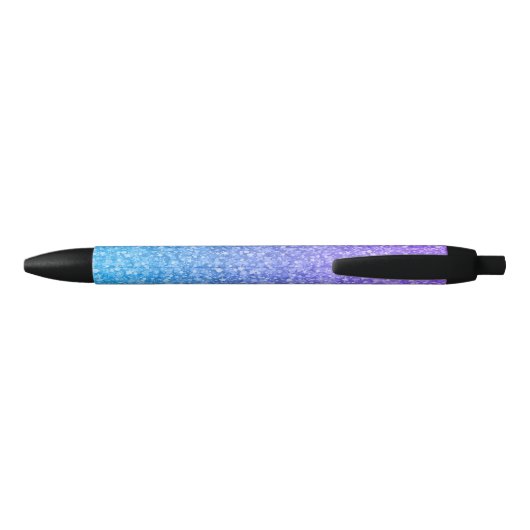 Elegante Paarse en blauwe gradiënt glitter Zwarte Inkt Pen (Achterkant)