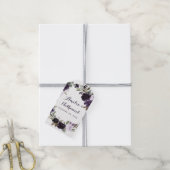 Elegante Paarse en gouden groene bloemenbruiloft g Cadeaulabel (Met Touw)