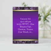 Elegante paarse en gouden RSVP Kaartje (Staand voorkant)