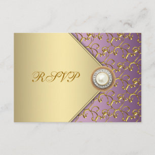 Elegante paarse en gouden RSVP-sjabloon RSVP Kaartje