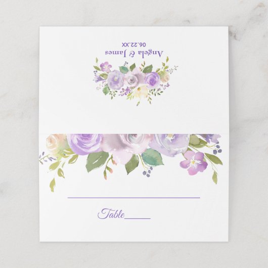 Elegante paarse en gouden waterverf bloemige bruil (Buitenkant ongevouwen)