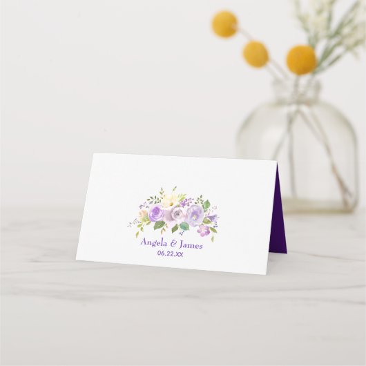 Elegante paarse en gouden waterverf bloemige bruil (Achterkant)