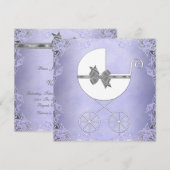 Elegante Paarse en grijze babymeisjesdouche Kaart (Voorkant / Achterkant)