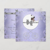 Elegante Paarse en Grijze Etnische Baby Girl Showe Kaart (Voorkant / Achterkant)