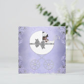 Elegante Paarse en Grijze Etnische Baby Girl Showe Kaart (Staand voorkant)