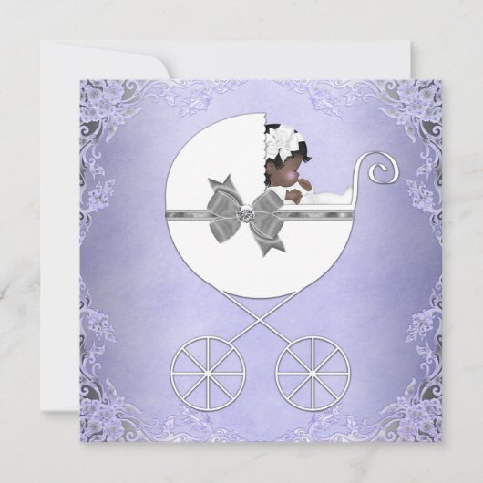 Elegante Paarse en Grijze Etnische Baby Girl Showe Kaart (Voorkant)