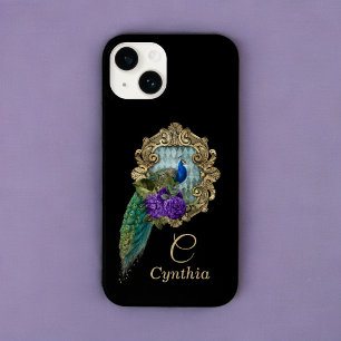 Elegante  Paarse en groene ingelijst Peacock Case-Mate iPhone 14 Hoesje