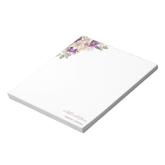 Elegante Paarse en Ivoor Roos Custom Notitieblok (Gedraaid)