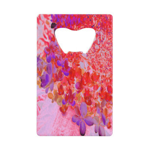 Elegante Paarse en Oranje Limelight Hortensia Kredietkaart Flessenopener