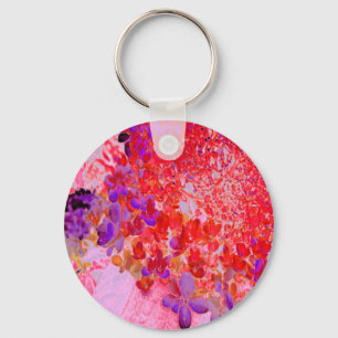 Elegante Paarse en Oranje Limelight Hortensia Sleutelhanger