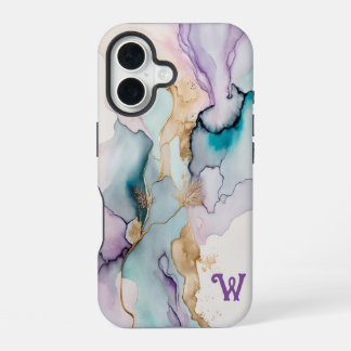 Elegante paarse en turquoise iPhone 16 hoes Hoesje