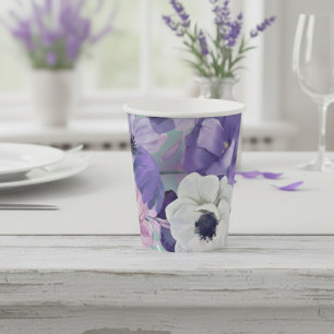 Elegante Paarse en violette wilde bloemen en lucht Papieren Bekers