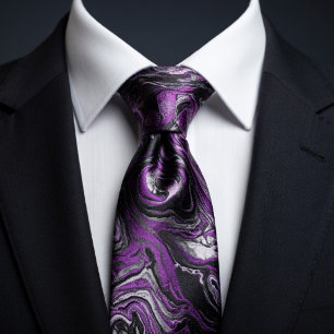 Elegante paarse en zwarte marmeren swirl stropdas