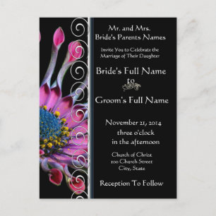 Elegante Paarse Exotic Daisy bruiloft uitnodiging Briefkaart