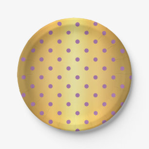 Elegante paarse faux gouden polka stippen papieren bordje