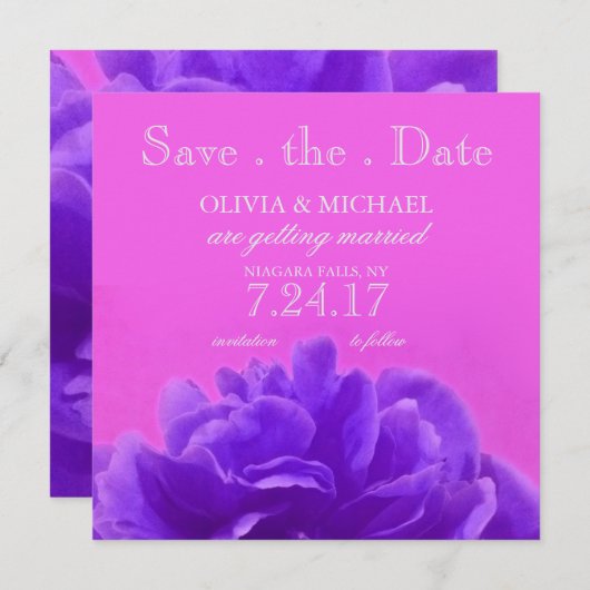 Elegante Paarse Framboos Bloemige Bewaar De Datum Kaart (Voorkant / Achterkant)