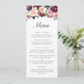 Elegante Paarse Fruit Herfst Bloemige Bruiloft Menu (Staand voorkant)