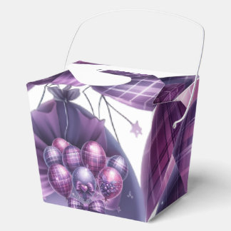 Elegante paarse geruite kerstcadeautas met strik bedankdoosjes