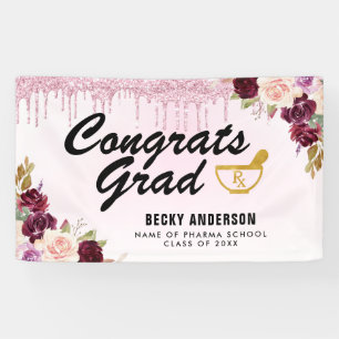 Elegante paarse glitter apotheek afstuderen banner
