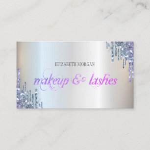 Elegante Paarse Glitter Druppels Professioneel  Visitekaartje