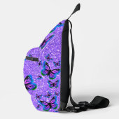 Elegante paarse glitter vlinders monogram sling bag (Rechts)