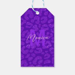 Elegante paarse glitters monogram scriptnaam cadeaulabel