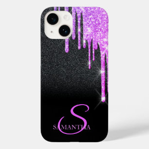 Elegante paarse glitterslierten Zwart glitter Case-Mate iPhone 14 Hoesje
