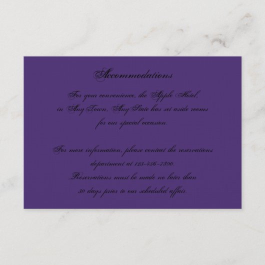 Elegante Paarse Gotische Nacht Posh Bruiloft invoe Informatiekaartje (Voorkant)