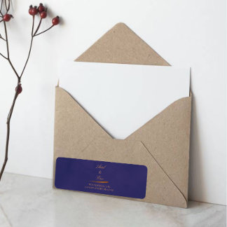 Elegante Paarse & Gouden Agaat Bruiloft Retouradre Etiket