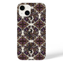 Elegante Paarse gouden Batik Raven iPhone Case