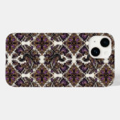 Elegante Paarse gouden Batik Raven iPhone Case (Achterkant (horizontaal))