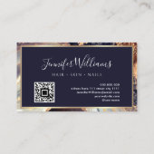 Elegante Paarse Gouden Marmer Agaat Geode QR Code Visitekaartje (Achterkant)