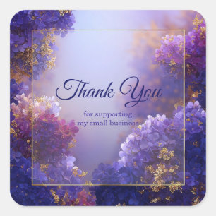 Elegante Paarse Goudkleurige Hortensia Sparkle Blo Vierkante Sticker