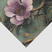 Elegante  Paarse & Groene Bloemen Decoupage Tissuepapier (Detail)