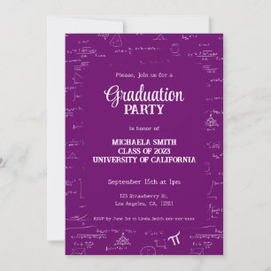 Elegante paarse hand-lettering wiskunde afstuderen kaart