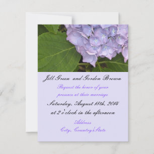 Elegante paarse hortensia-huwelijksuitnodiging kaart