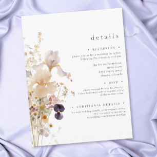 Elegante Paarse Iris Watercolor Tuin Bruiloft Informatiekaartje