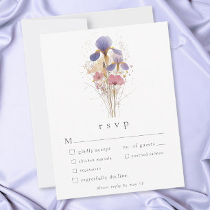 Elegante Paarse Iris Watercolor Tuin Bruiloft RSVP Kaartje
