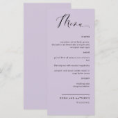 Elegante Paarse, kalligrafie bruiloft / receptie Menu (Voorkant / Achterkant)