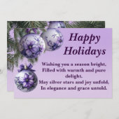 Elegante Paarse Kerstbal Kerstkaart (Voorkant / Achterkant)