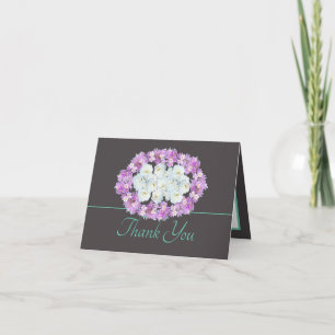 Elegante paarse krokussen en witte rozen Dank je w Kaart