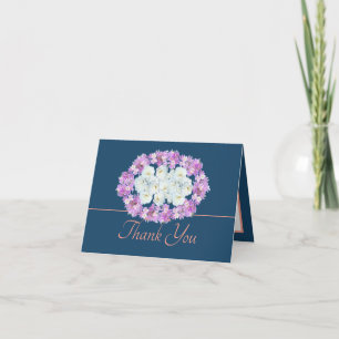 Elegante paarse krokussen en witte rozen Dank je w Kaart