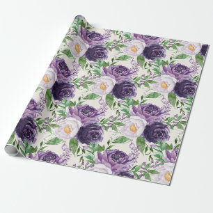 Elegante paarse lavendel bloemgroen botanisch cadeaupapier