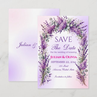 Elegante Paarse Lavendel Boog Bewaar de Datum Kaar RSVP Kaartje