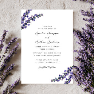 Elegante Paarse Lavendel Bruiloft Kaart