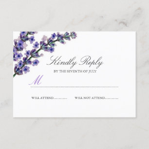 Elegante Paarse Lavendel Bruiloft RSVP Kaartje