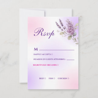 Elegante Paarse Lavendel RSVP Kaart
