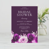 Elegante Paarse Lila Violet Rozen Vrijgezellenfees Kaart (Staand voorkant)